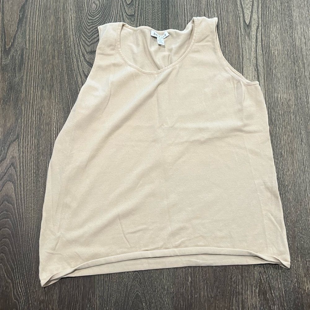 Belford Tank Top Sleeveless Scoop Neck Pima Cotton Knit Pullover Tan Size XL